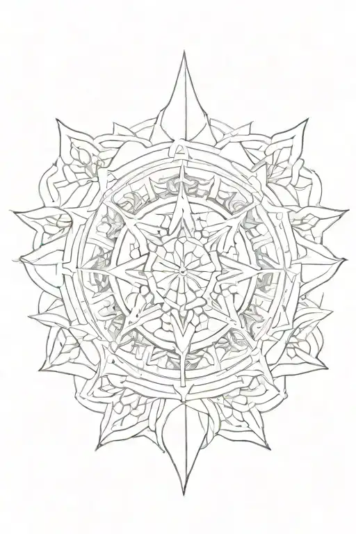 An Intricate Mandala Design Featuring A Crescent Moon And Yacht Motifs
