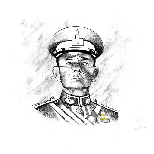 A Sketch-style Portrait Of A Military General With The Rio De Janeiro Skyline As The Background