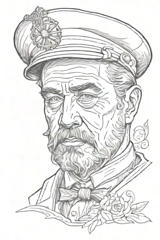 A Black And Grey Portrait Of A Character From The Titanic Movie