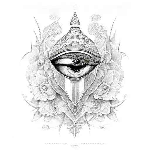 An Eye Of Horus With Delicate Floral Patterns