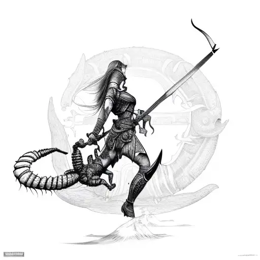A Female Warrior On The Tail Of A Scorpion