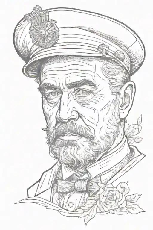 A Black And Grey Portrait Of A Character From The Titanic Movie