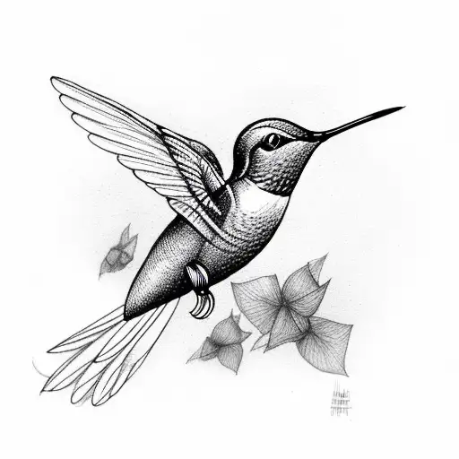 Humming Bird Flying In Black Only