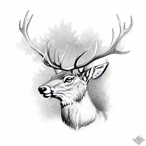 Elk Against The Background Of The Forest