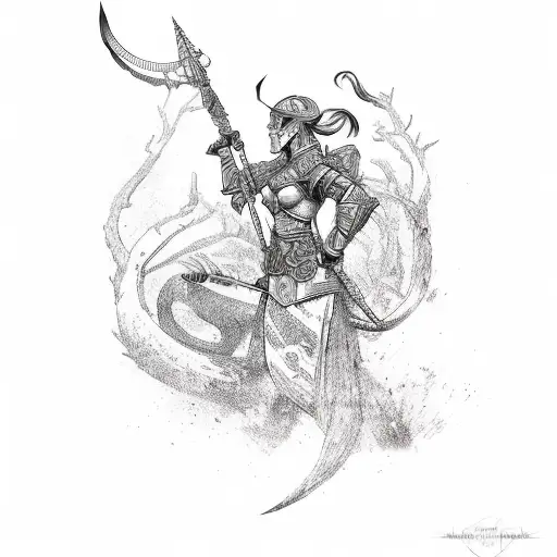A Female Warrior On The Tail Of A Scorpion