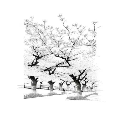 A Car Speeding Through A Field Of Japanese Cherry Blossoms