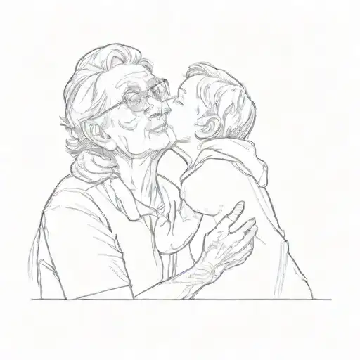 A Young Boy Kissing His Grandma