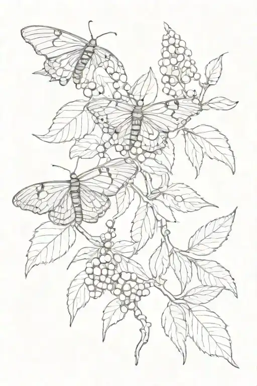 Moth Berry Leaves Nature Twigs