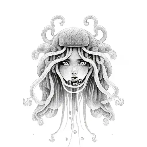 Gorgon Jellyfish Face Girl With Asian Features