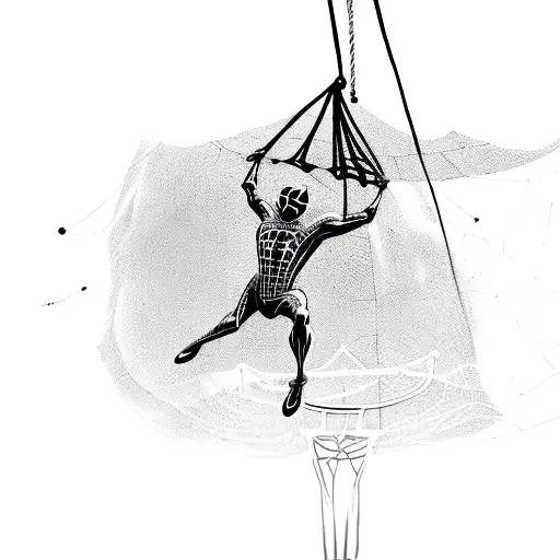 Spider Man Hanging From A Basketball Net