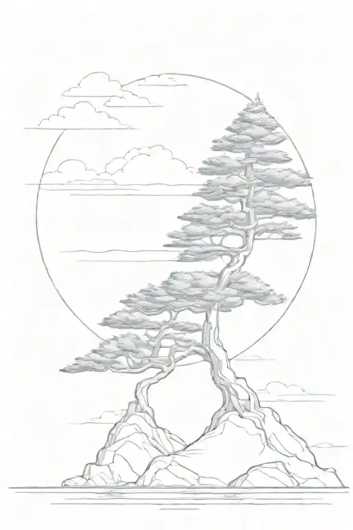 A Majestic Araucaria Tree Standing Tall On A Rocky Cliff Overlooking The Sea