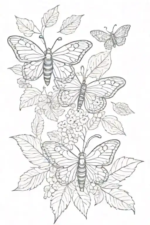 Nature Garden Leaves Floral Moth