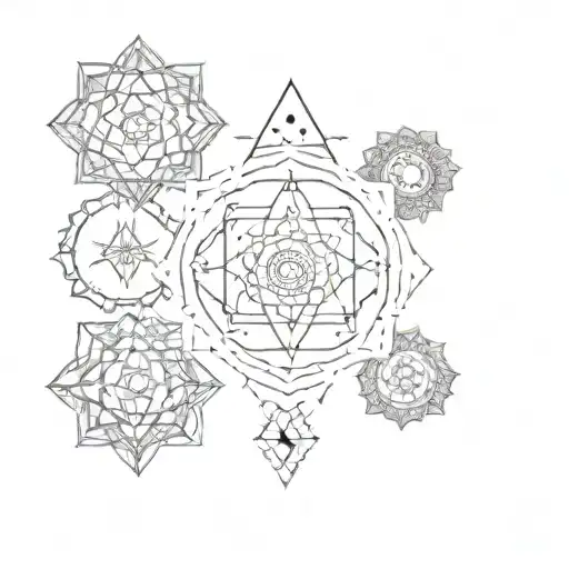 7 Chakra Symbols And 4 Elements Of Nature Scene Inspired