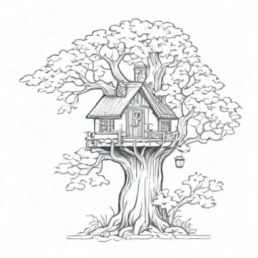 A Magical Forest Scene With A Hidden Dobby The House Elf Peeking Out From Behind A Tree