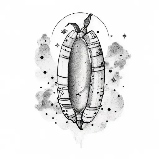 A Minimalist Tattoo Of A Banana With A Galaxy Inside