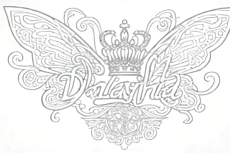 My Daughter Name Dalayha Written In Readable Graffiti Font With A Crown Or Butterfly