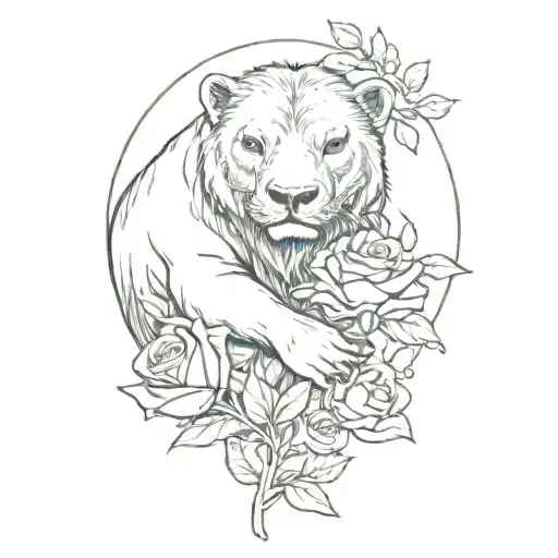 Buffalo Giving A Rose To An Otter