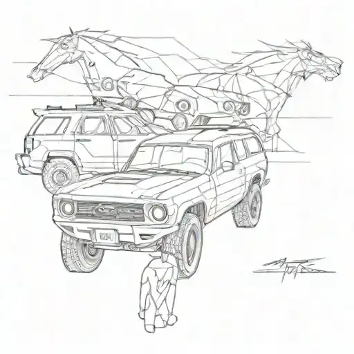 Combine A Mustang And A 4Runner Into A Hybrid Vehicle Tattoo Design
