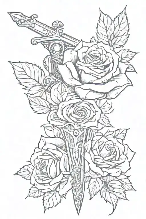 Swordw With A Rose Wrapped Around It