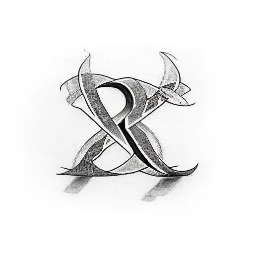 A Tattoo Design Combining The Letters Kk And Kj In A Creative Way