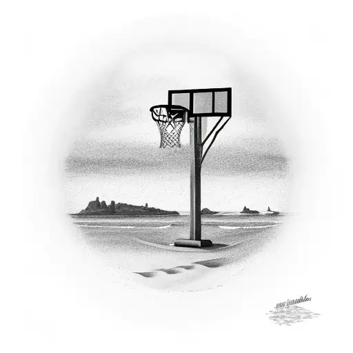 A Basketball Hoop On A Beach Sunset