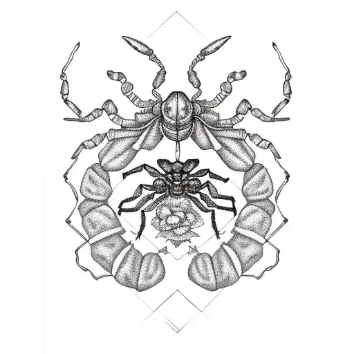 Scorpion With Tropical Flowers And Chains