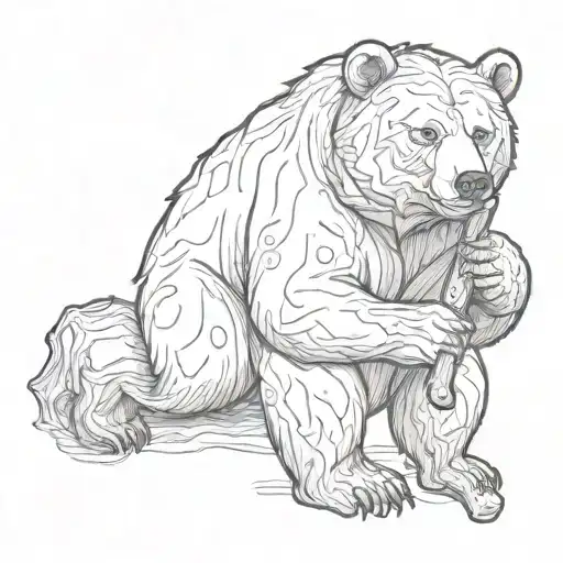 A Bear Holding A Stick