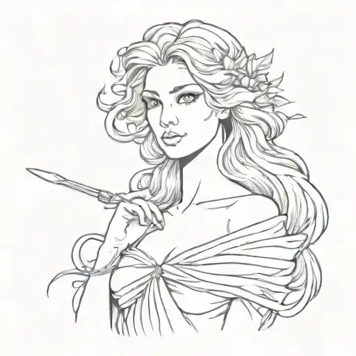 Aphrodite With Brush Dashes On The Background