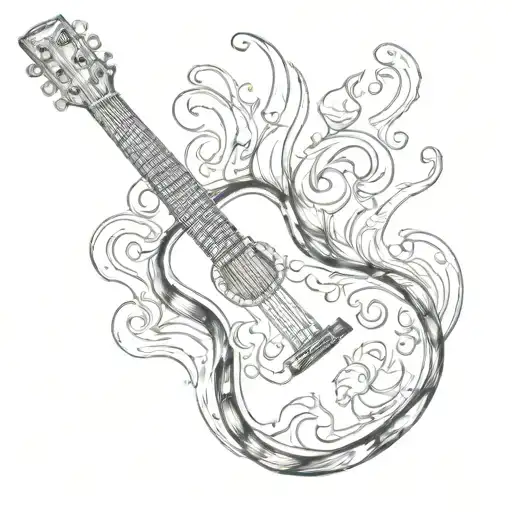 A Guitar With A Cooking Flame As The Body Made Only