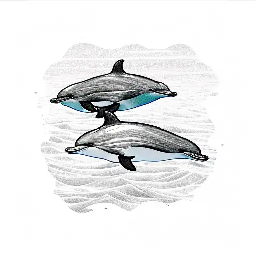 Three Dolphins With Beach And Summer Vibes Around It