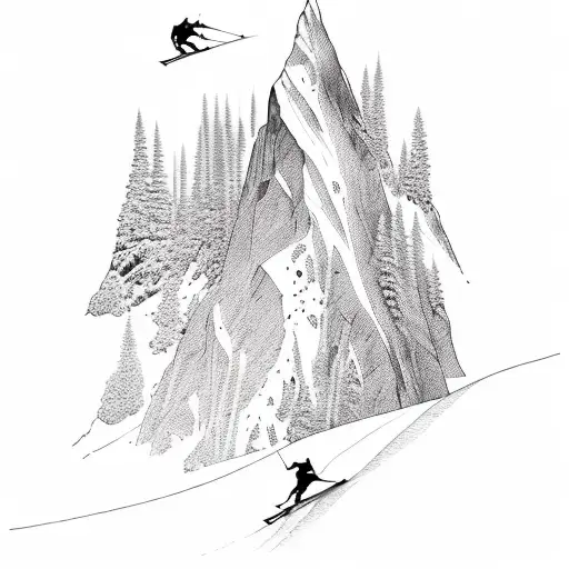 A Skier Carving Through A Mountain Landscape With Animal Silhouettes In The Background