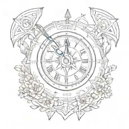 An Arrow With Gemini Meanings And A Clock Inside