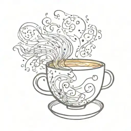 A Coffee Cup With Musical Notes As Steam Rising From It