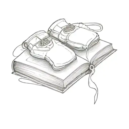 A Minimalist Tattoo Design Of An Open Book With Boxing Gloves As Bookmarks