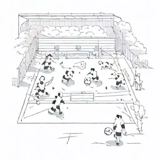 A Soccer Field With Pandas Instead Of Players Train