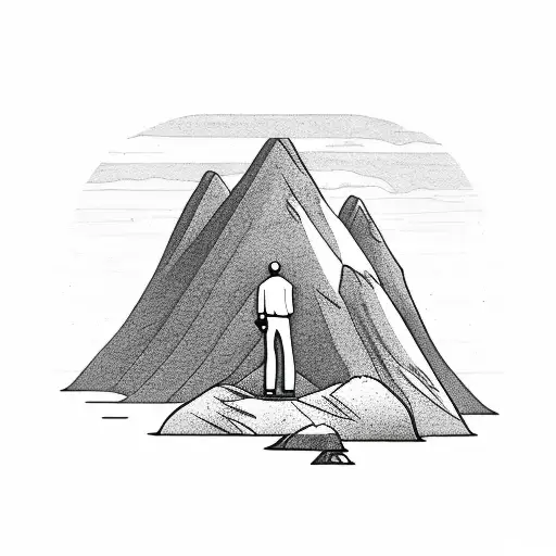 Alone Man Standing Near A Mountain Looking Far