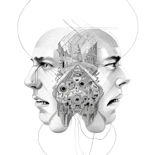 Two Faces Made With One Line