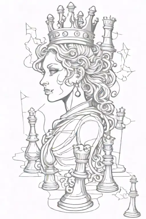 Chess Queen Piece Surrounded By Jigsaw Puzzle Pieces
