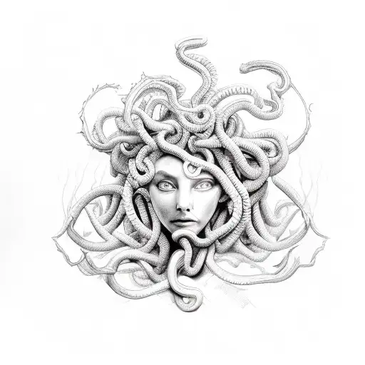 A Sketchy And Abstract Representation Of Medusa