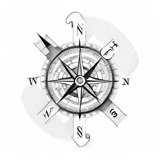 A Sketch-style Compass With Bts Lyrics Incorporated