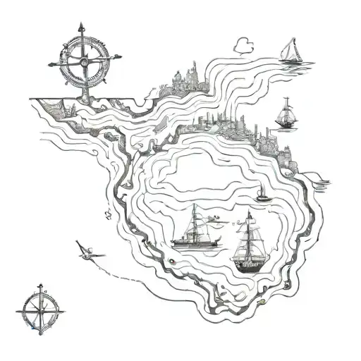 Create An Sketch Map Of Mobile Bay With An Anchor