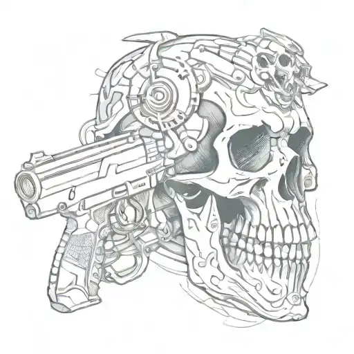 Skull With Gun