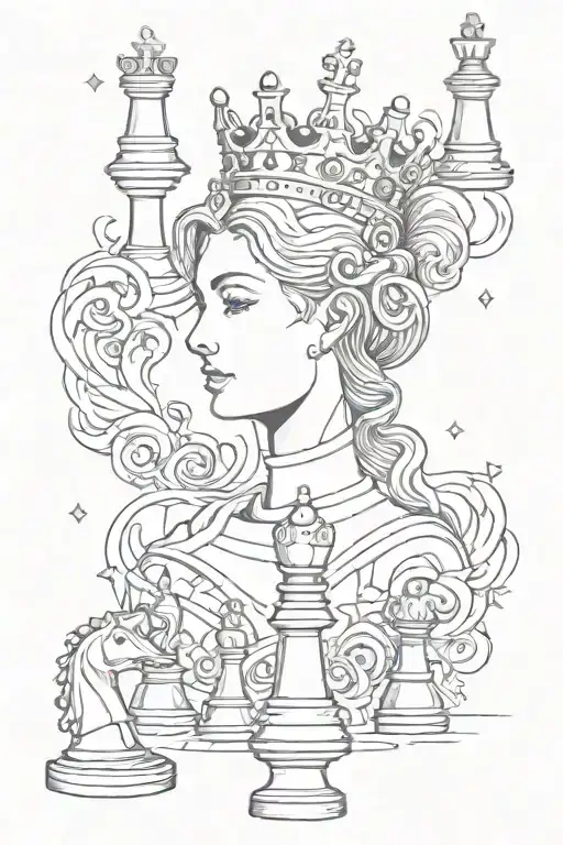 Chess Queen Piece Surrounded By Puzzle Piece