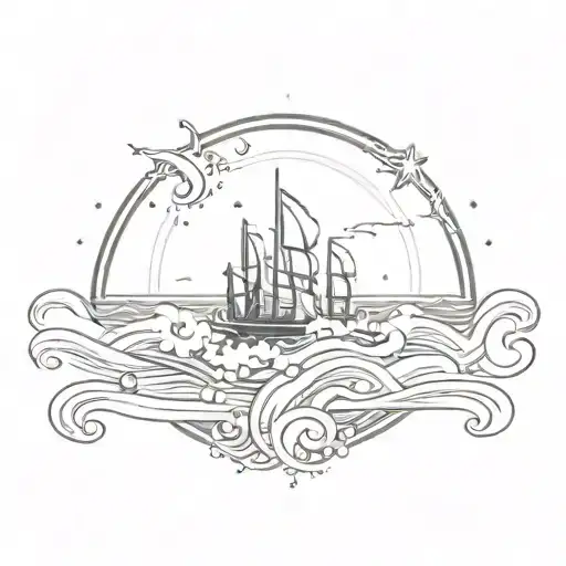 A Ucf Logo Surrounded By Beach Waves And Space Elements