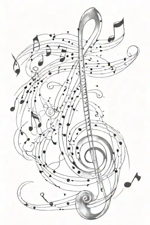 Line With Small Tattoo Design Combining Music Notes