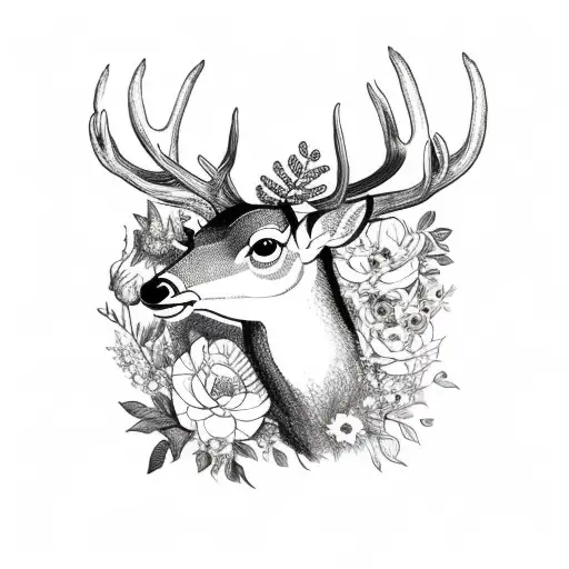 Deer With Flowers