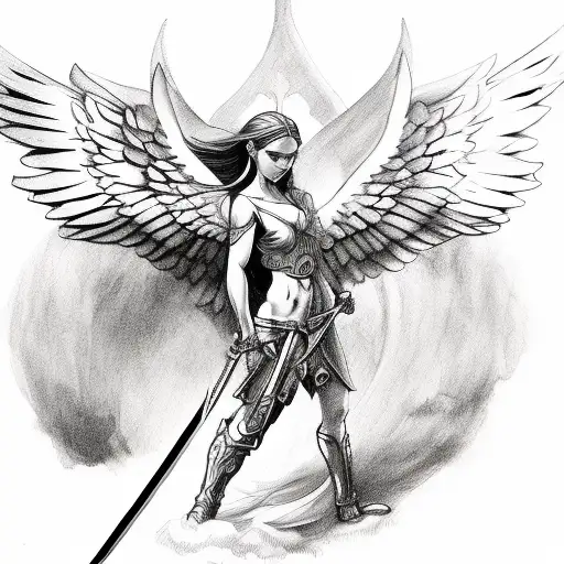 Take This Wing And Add A Fallen Angel Holding A Sword Who's Torso Is Made Of Wood