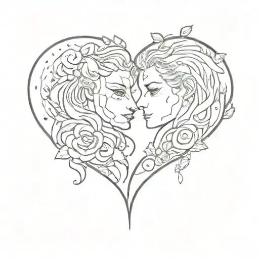 Couple Tattoo Leo And Gemi Small Heart