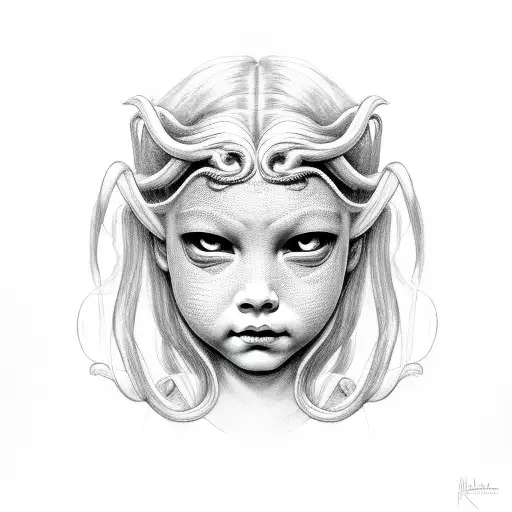 Half Little Girl Half Woman Medusa Mask