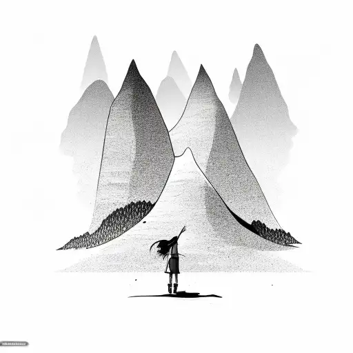 Long Hair Boy Standing Near A Mountain Looking Far